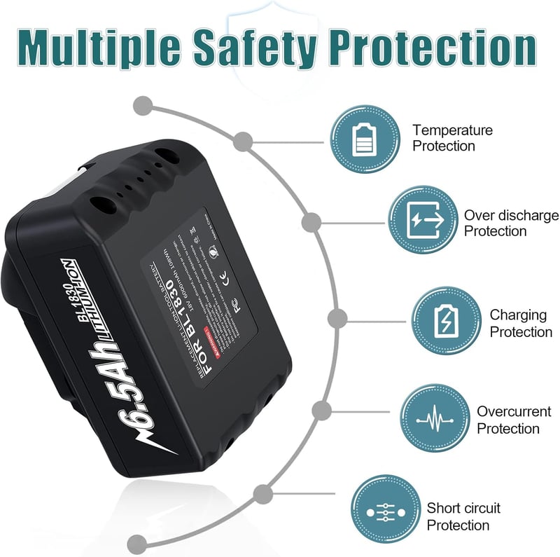 BATTOOL 18V 5500mAh Li-Ion Akkumulátor és Töltő Szett Makita BL1830B BL1840 BL1850 BL1860 LXT-400 Szerszámokhoz, DC18RC 3A