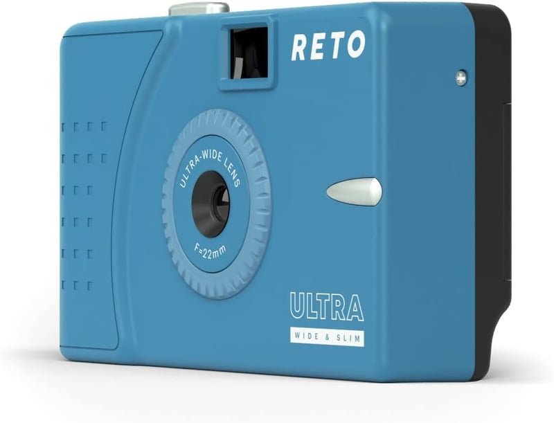 RETO kék, újratölthető 35mm-es analóg fényképezőgép széles látószögű objektívvel