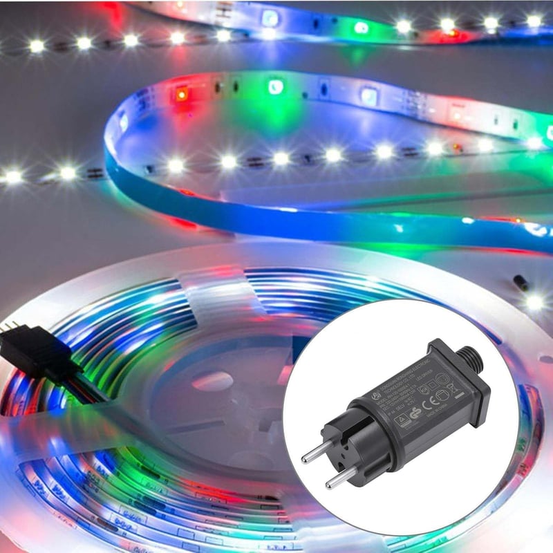 Sunshine smile EU Adapter - 12V IP44 Vízálló Transzformátor LED Fényfüzérekhez, Kültéri-Beltéri Használatra, Fekete