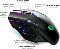 EMPIRE GAMING RF903 Vezeték Nélküli Gaming Egér 2.4GHz Újratölthető RGB LED Háttérvilágítás 4800 DPI PC PS4 PS5 Xbox Fekete 4