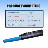 FengWings 3500 mAh A31N1519 laptop akkumulátor Asus X540, R540, F540 sorozathoz - Kompatibilis X540LA, X540LJ, X540SA, F540LA modellekkel, f 3
