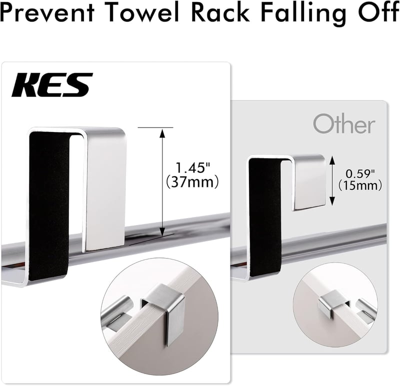 KES Home SUS304 Rozsdamentes Acél Konyhai Törölközőtartó - Ajtóra Akasztható, Polírozott Felület, 2 db, U-alakú, 5 kg Teherbírás