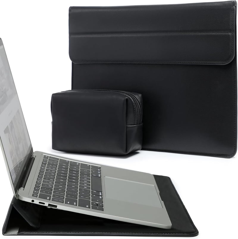 HYZUO 13 colos Laptop Tok Állvány Funkcióval - MacBook Air/Pro 13 M1/M2, XPS 13 Kompatibilis Védőtáska, Fekete