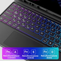 Earto iPad Pro 12.9 háttérvilágítós billentyűzet tok, trackpaddal, 3 zónás 4