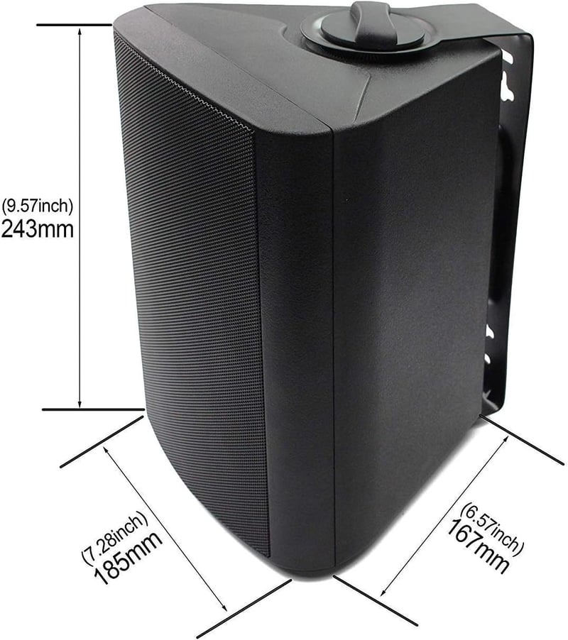 Herdio 5.25" Bluetooth Vízálló Kültéri Hangszóró - 200W, Forgatható Fali Konzollal, Beltéri-Kültéri Használatra, Fekete
