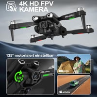 Tolatoyus 12PRO Drón 4K HD Kamerával, Kefe Nélküli Motorral, 5G WiFi FPV, 135° Állítható Kamera, Kezdőknek és Haladóknak, 2 Akkumulátorral,  2