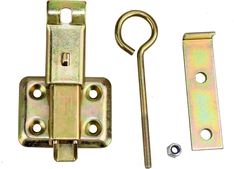 KeyMet GmbH Horganyzott Sárga Padlócsapda Retesz Ablakzár Horoggal - 80mm Hosszú Biztonsági Zár M4 Csavarfuratokkal - 1, Galvanised Yellow