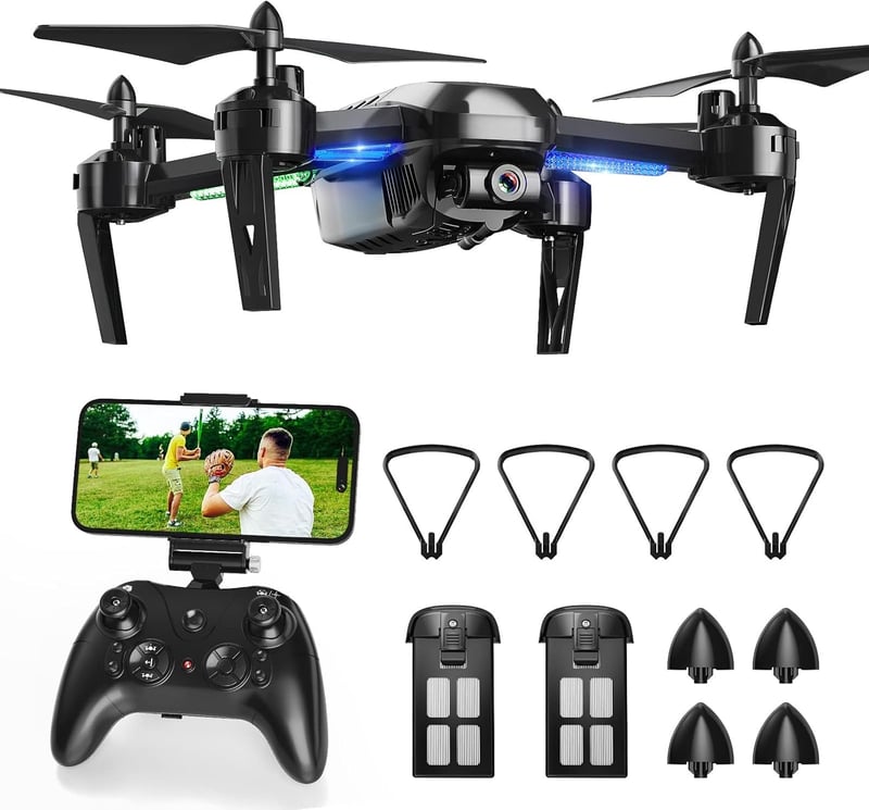 Wipkviey T6 Drón 1080P HD Kamerával - 32 Perc Repülési Idő, WiFi FPV Élő Videó, 2 Akkumulátor, Magasságtartás, Fejnélküli Mód, Kezdőknek