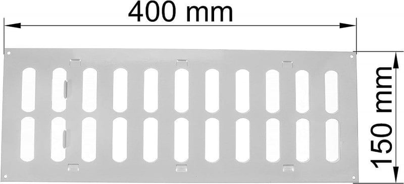 Állítható fehér légbeömlő rács 400x150mm rovarráccsal - HVAC