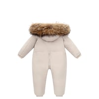 Gyermek Síoverall Pehely Töltéssel - Bézs Téli Kapucnis Hóruha 3-4 Éveseknek, Szélálló Egyrészes Snowsuit Fiúknak Lányoknak 2