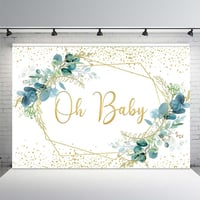 MEHOFOND 240x180 cm Zöld Leveles Fotóháttér Arany Pöttyökkel - Baba Fotózás, Születésnap, Baby Shower Dekoráció, Torta Fotózás 2