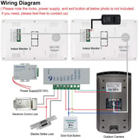 Uoweky RFID videós kaputelefon rendszer, 7" TFT kijelzővel, 1 kamera, 2 monitor + 10 db kék kulcstartó 8