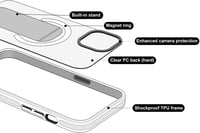 HAOBOBRO iPhone 15 Átlátszó Tok Beépített Állvánnyal - MagSafe Kompatibilis Vékony Védőtok, Ütésálló Szilikon TPU Keret, Átlátszó Hátlap, Ró 6