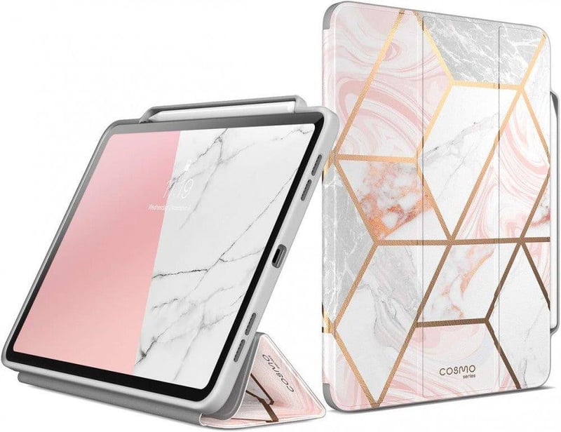Apple iPad Pro 11 Rózsaszín Márványmintás Védőtok Kitámasztóval (2018-2021)