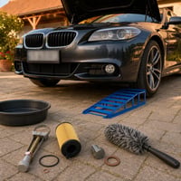 Pachet mentenanță BMW: cheie filtru + filtru ulei + șurub golire + rampă + perie jante 1