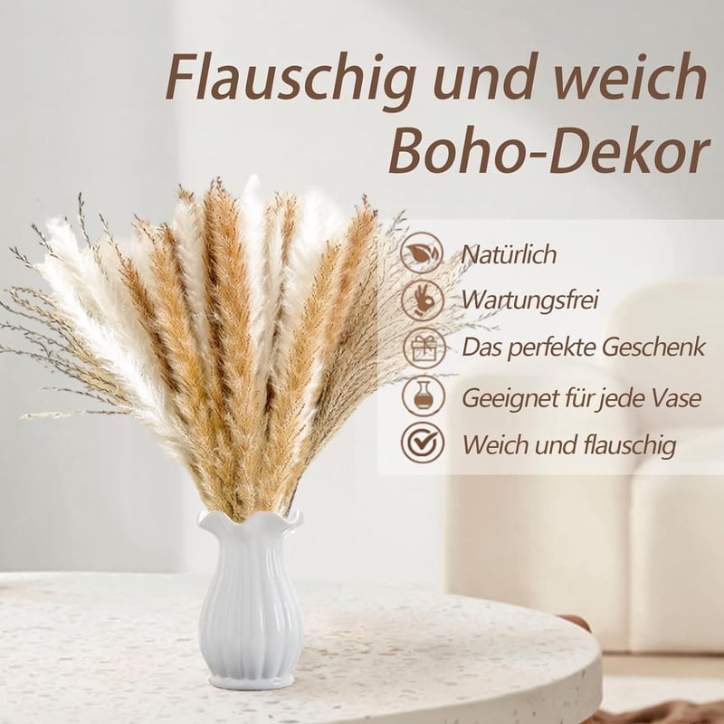 Boho Stílusú 60 Szálas Szárított Pampafű Csokor Otthoni Dekorációhoz