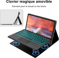 SENGBIRCH Bluetooth Billentyűzet Tok Samsung Tab S10/S9 Ultra 14.6" - Háttérvilágítás 7 Színben, Érintőpados Vezeték Nélküli Billentyűzet, S 6