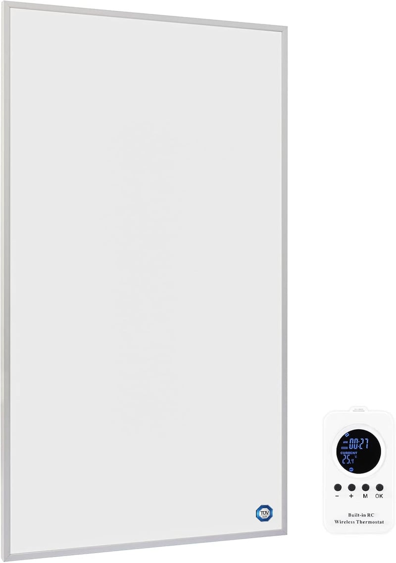Hocosyme Infravörös Fűtőpanel Termosztáttal - 1000W Fali Fűtőtest 10-25㎡ Helyiségekhez, 120°C, Gyors Felmelegedés, TÜV Tanúsítvány, Távirány