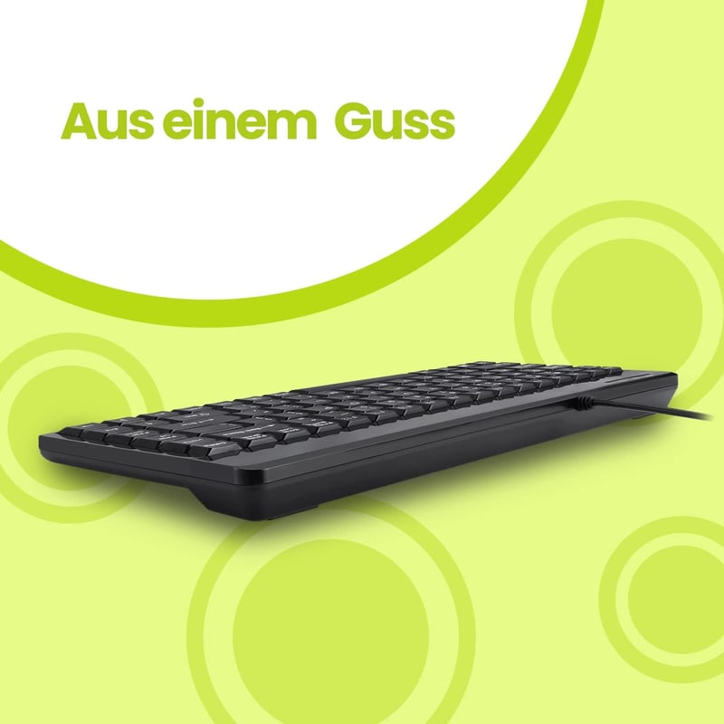 Perixx PERIBOARD-409 P Kompakt Mini PS/2 Vezetékes Billentyűzet - Fekete - QWERTZ Német Kiosztás - Windows Kompatibilis - 88 Gombos