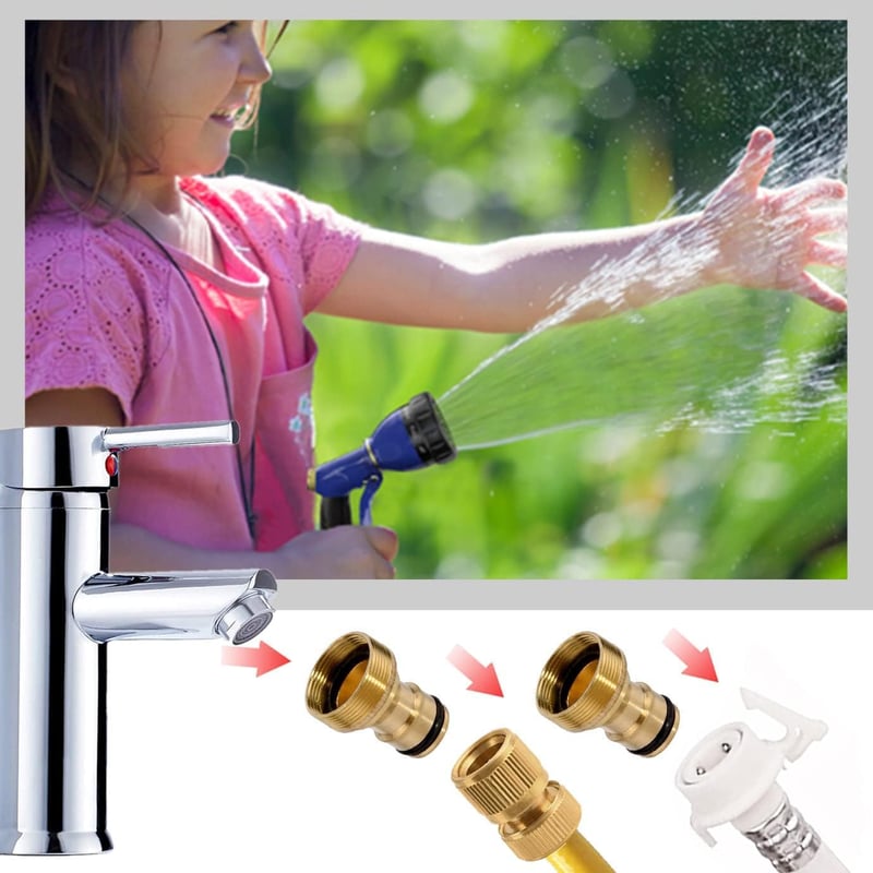 CZSYZCZS 2 db-os Univerzális Csapcsatlakozó Készlet Kerti Locsolótömlőhöz - Sárgaréz Adapter PTFE Tömítőszalaggal, 22-24 mm
