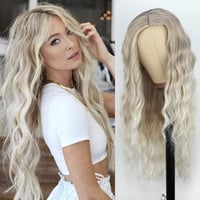 L'Oréal Hosszú Göndör Szőke Ombre Paróka Nőknek - Természetes Hatású Cosplay Farsangi Kellék 1
