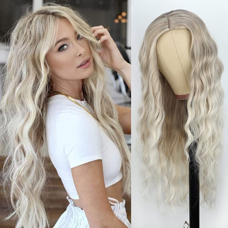 L'Oréal Hosszú Göndör Szőke Ombre Paróka Nőknek - Természetes Hatású Cosplay Farsangi Kellék