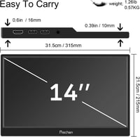 ARZOPA 14" Hordozható Érintőképernyős Monitor HDR IPS 1920x1200 HDMI USB-C Laptop PC Xbox 9