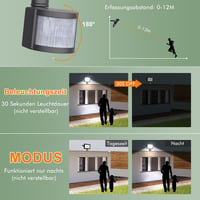 MEIKEE 50W LED Reflektor Mozgásérzékelővel - 4700LM, 6500K, IP66 Vízálló Kültéri Lámpa Kerthez, Garázshoz, 360° Forgatható Fejjel, Fekete - 50.0 Watt 4