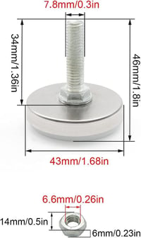 SRJQXH Állítható Bútorláb Szett - 4 db M8x46mm Fehér Asztalláb Magasságszabályzó Csúszásgátló Talppal - Padlóvédő Bútorlábak 2