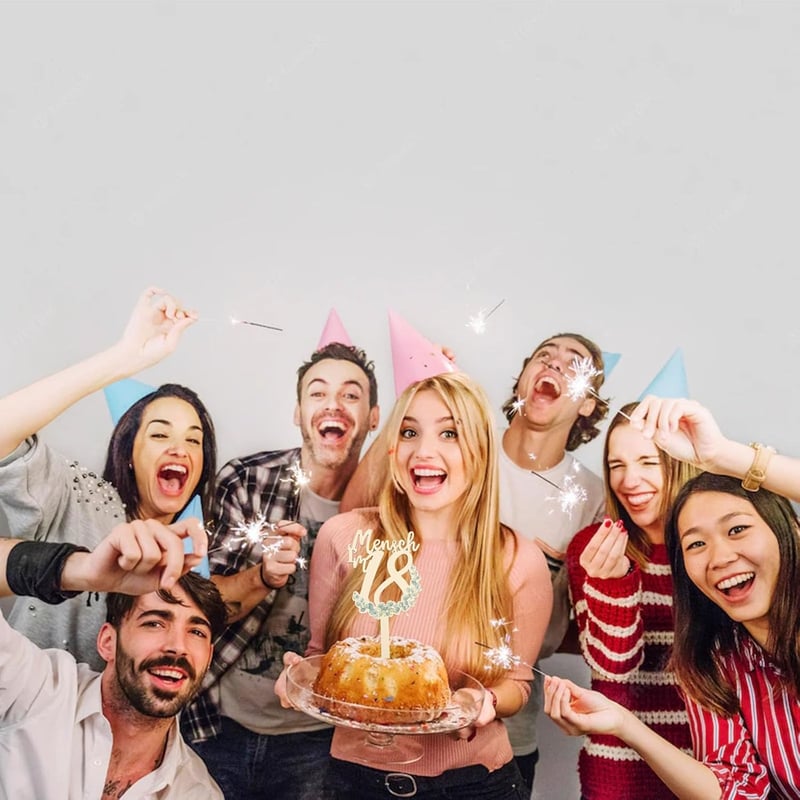 ParPix Fa Tortadísz 18. Születésnapra - Zöld Színű Egyedi Torta Dekoráció Fiúknak és Lányoknak - Boldog Születésnapi Tortadísz Fa Alapanyagb