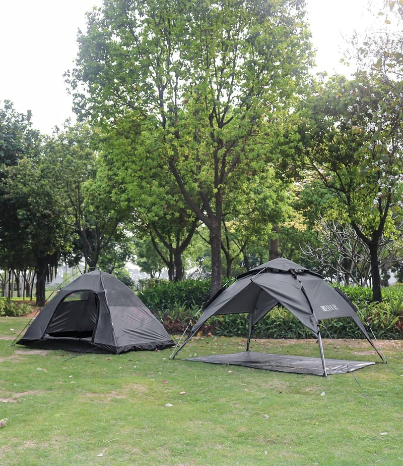 DEWUR 3-4 személyes vízálló pop-up sátor UV védelemmel kempinghez - Dark grey/4 people