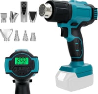 DriSubt Hőlégfúvó Makita 18V Akkumulátorokhoz - LCD Kijelző, 550°C, Állítható Hőmérséklet, 8 Fúvóka, Festékeltávolításhoz, Forrasztáshoz, Ba 1