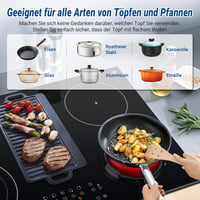 AMZCHEF Beépíthető Üvegkerámia Főzőlap 77 cm - 5 Zónás, Ovális és Tripla Főzőfelülettel, 9 Teljesítményszinttel, Időzítővel, Biztonsági Zárral 5