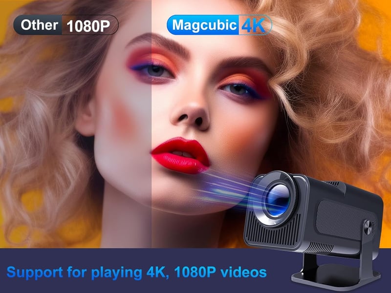 Magcubic HY320 Hordozható Projektor 4K Natív 1080P 10000 Lumen WiFi 6 Bluetooth 5.0 180° Forgatható Automatikus Keystone Android 11.0 Fekete