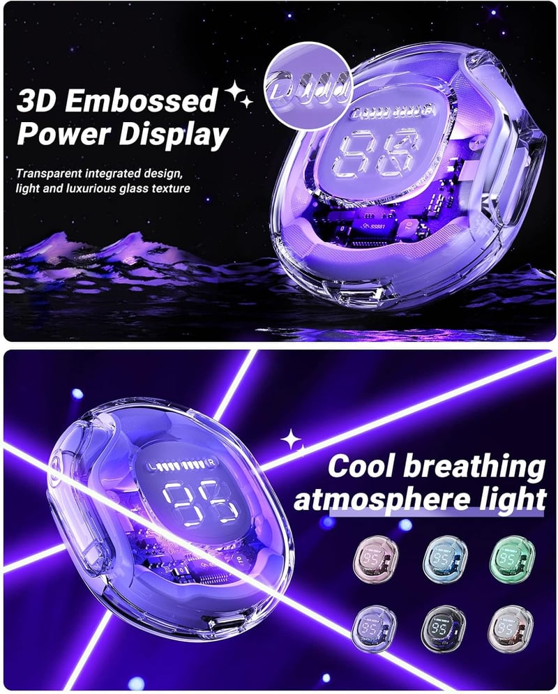 ACEFAST T8 Lila Bluetooth Fülhallgató - 4 Mikrofon, 30 Órás Akku, LED Kijelző