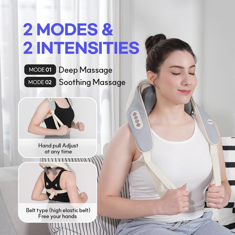 HuBDIC Mini Shiatsu Nyakmasszírozó - Vezeték Nélküli Melegítő Funkcióval, 3D Mély Szöveti Masszázs, Hordozható Váll- és Hátmasszírozó, Elefá