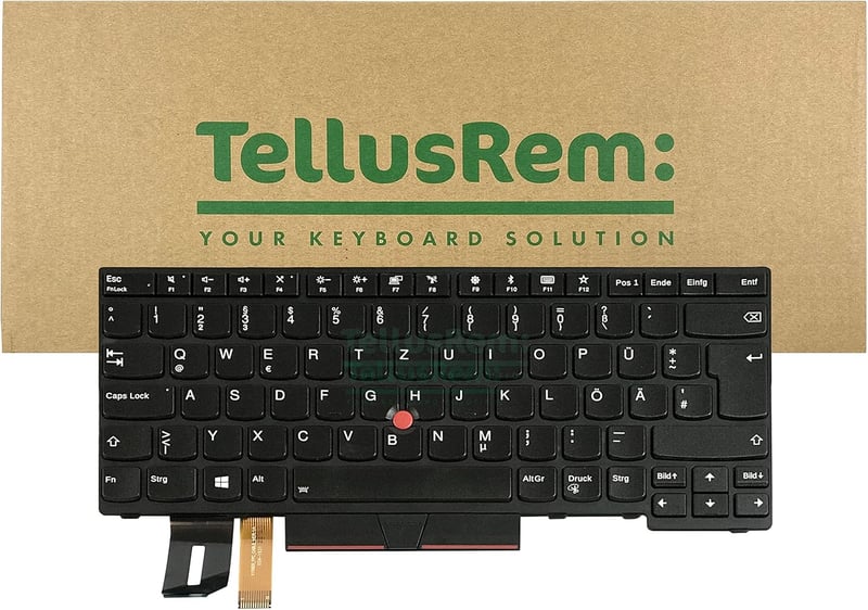 TellusRem Háttérvilágítású Német Billentyűzet Lenovo ThinkPad T480s, T490, L480, L490, L380, L390, E480, E490 Laptopokhoz - Fekete