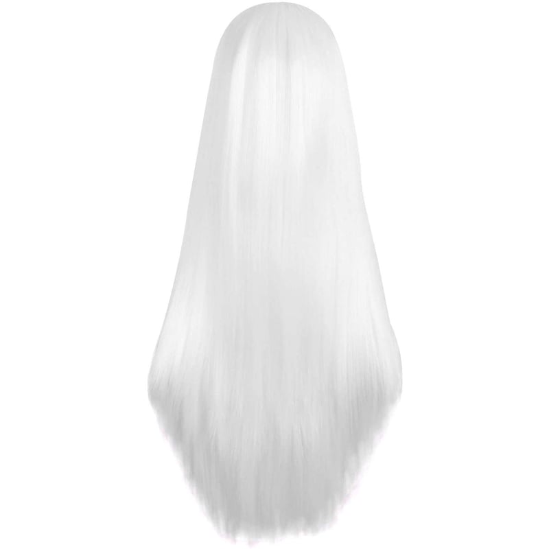 Colorfulpanda Fehér Hosszú Egyenes Paróka 80 cm - Középen Választott Hőálló Műhaj Cosplay Jelmezekhez, Fesztiválokra és Hétköznapi Viseletre