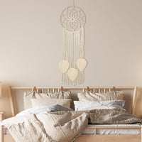 Nice Dream Makramé Álomfogó - Nagy Méretű Boho Falidísz Rojtokkal, Kézzel Készített Tollas Dekoráció Otthonra, Hálószobába, 80 cm 2