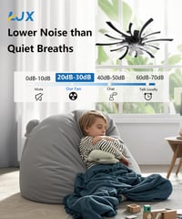 LJX Okos Mennyezeti Lámpa Ventilátorral 78 cm - Alexa és Google Kompatibilis, Csendes DC Motor, Szabályozható Fényerő, Téli/Nyári Üzemmód, F 7