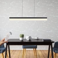 90 x 150 cm LED Függő Mennyezeti Lámpa, 24W Fényerőszabályozható Alumínium Étkezőlámpa, Állítható Magasságú Minimál Csillár, Fekete, 2000 Lumen 4
