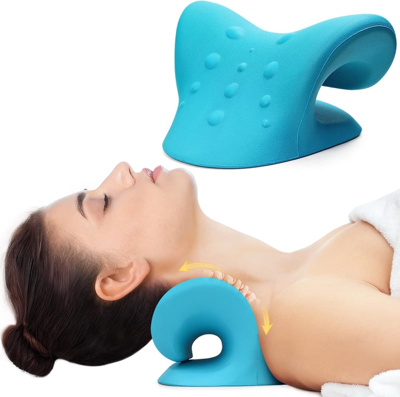 Cozyhealth Nyak és Váll Relaxáló Párna - Nyaki Fájdalomcsillapító Nyújtó Eszköz, Gerincmasszírozó Kiropraktikai Támasz, Kék