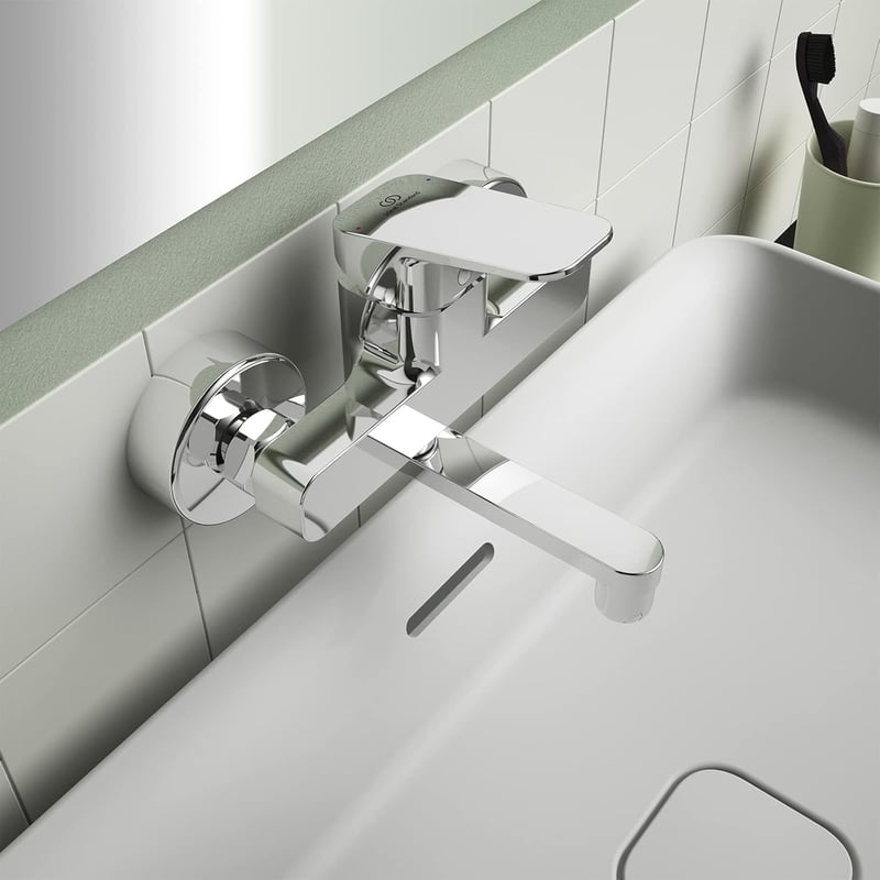 Ideal Standard Ceraplan BD241AA Fali Mosdó Csaptelep - Króm, Víztakarékos Rendszerrel, Sárgaréz, Egykaros Kivitel, Felületre Szerelhető