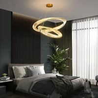 minifair Modern LED Csillár K9 Kristállyal, Kör Alakú Dimmelhető Függőlámpa 40+60 cm, Arany Fém, 7000 Lumen, Nappali, Étkező, Konyha, Hálósz 7