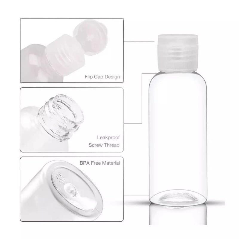 Generisch 6 db 100 ml Utazó Flakon Szett - Átlátszó Műanyag Utántölthető Tárolók Repülőútra, Kézipoggyászba, Kozmetikumokhoz, Tusfürdőhöz, F