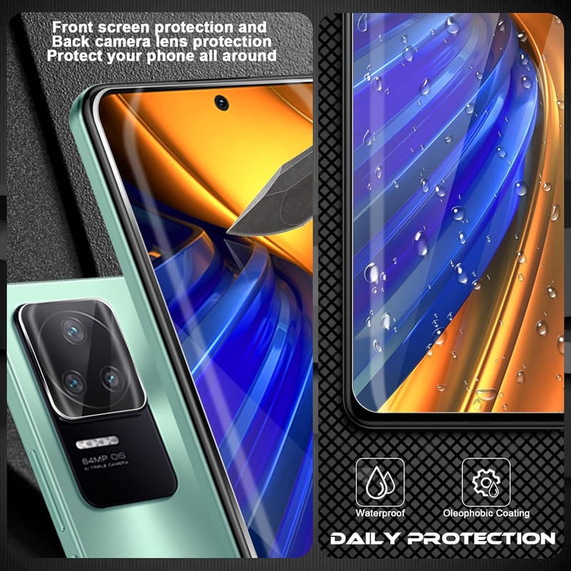Xiaomi Poco F4 5G védőfólia szett - 6db, kijelzőre és kamerára, 9H keménység