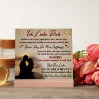 Romantikus "Ich Liebe Dich" Akril Asztali Dísz 10x10 cm - Német Feliratú Szerelmi Ajándék 3