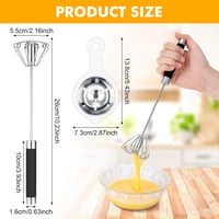 Kssvzz Félautomata Habverő 26 cm - Rozsdamentes Acél Konyhai Kézi Mixer Tojásszétválasztóval, Elektromosság Nélküli Sütés-Főzés Segéd, Mosog 2