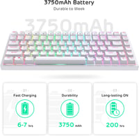 RK ROYAL KLUDGE RK84 75% RGB Fehér Mechanikus Gamer Billentyűzet - Vezeték Nélküli Bluetooth/2.4GHz  9