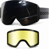Lyžiarske a snowboardové okuliare Odoland s magnetickými vymeniteľnými sklami, UV ochranou a úpravou proti zahmlievaniu, strieborné — poškriabané (stav: pozri 2. obrázok) 2